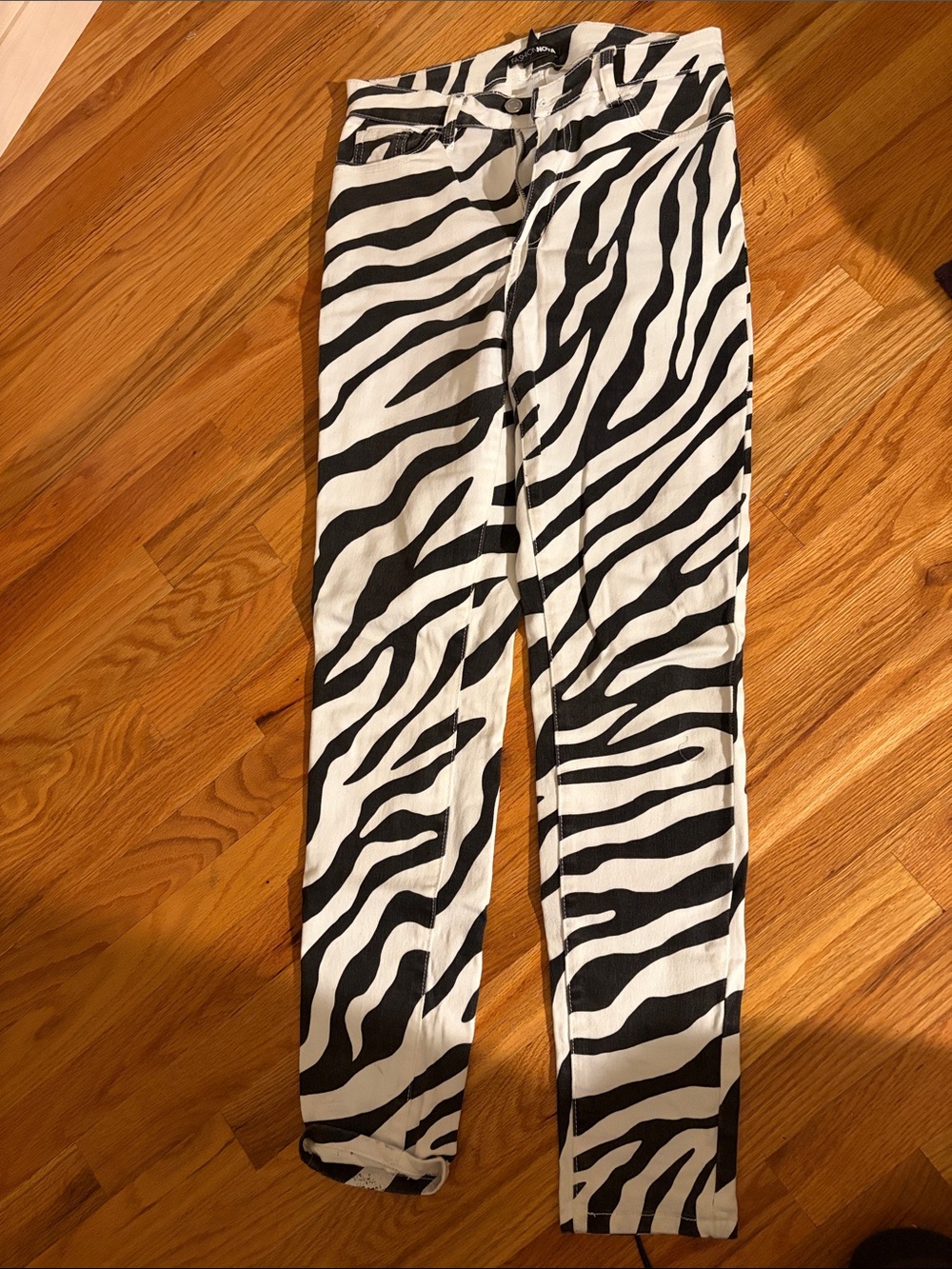 Zebra Print Skinny Pants - Black & White JR 7